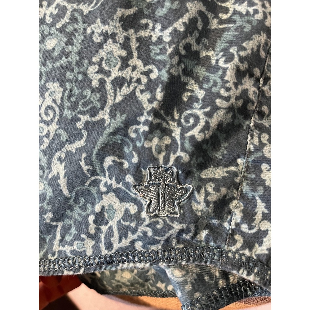 Tin Haul Mens Large Blue Floral Western Pearl Snap Shirt Long Sleeve Cotton - Picture 7 of 9